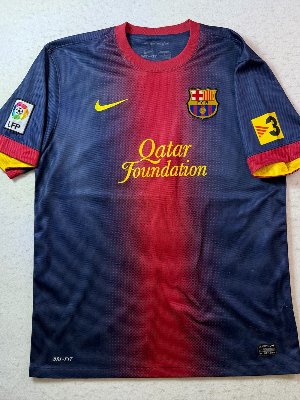 Nike FC Barcelona 2012 2013 Blue Red Qatar Foundation Soccer Jersey Blank Large